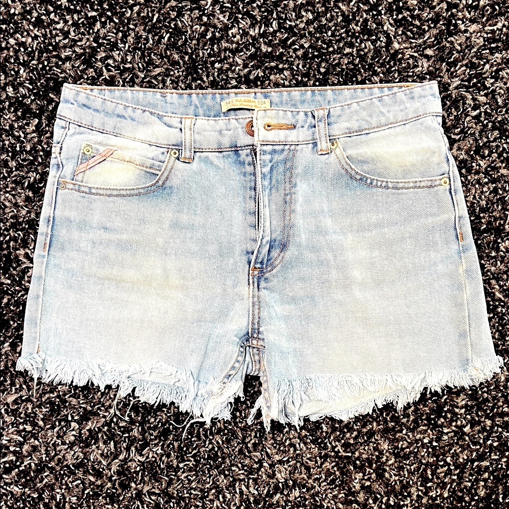 Pull&Bear Light Blue Frayed Hem Jean Shorts